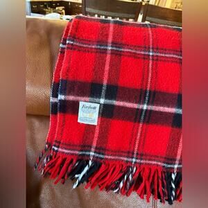 Faribo Red black and white tartan plaid throw blanket
